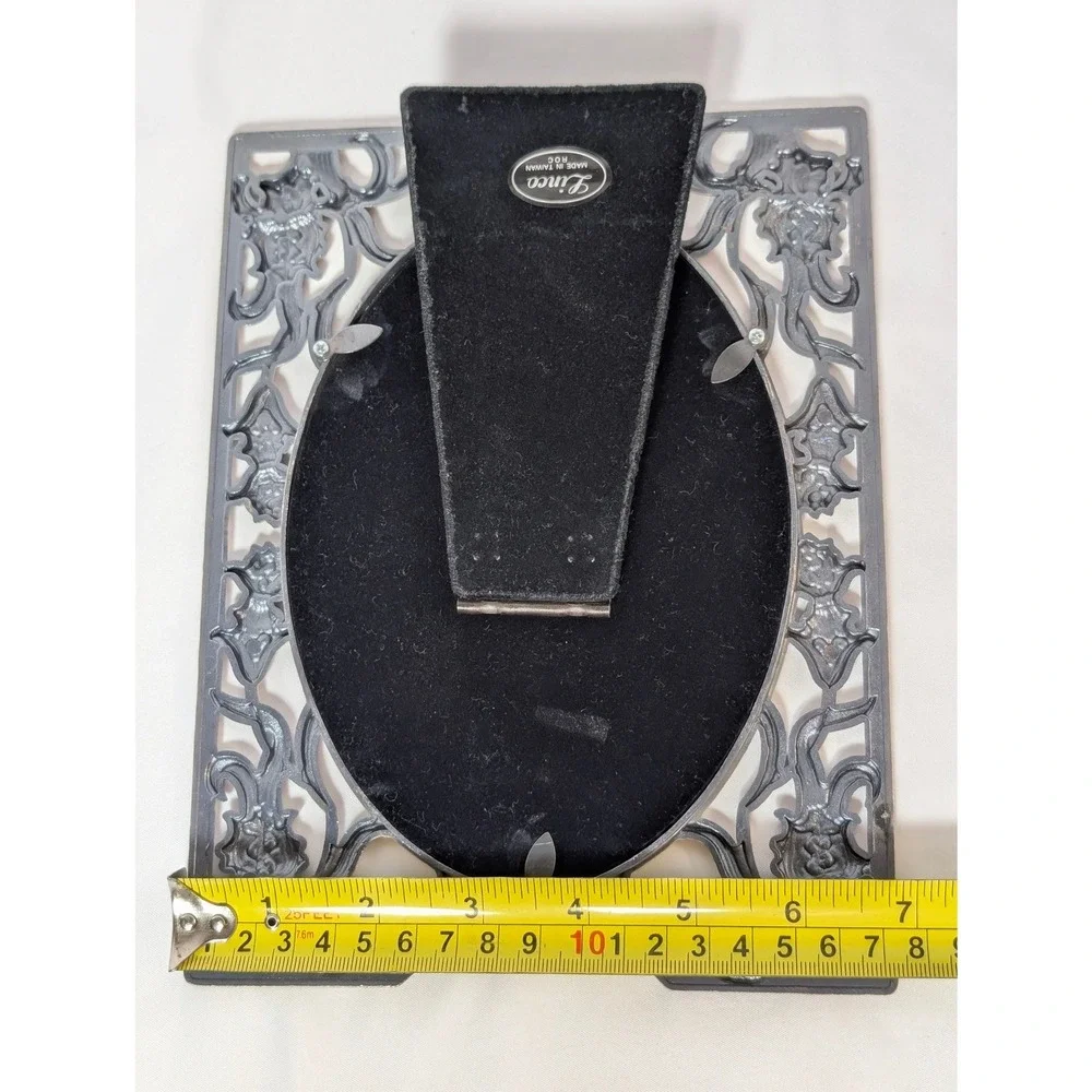 Linco Art Nouveau Style Silver Tone Pewter Floral Iris Oval Picture Frame Taiwan